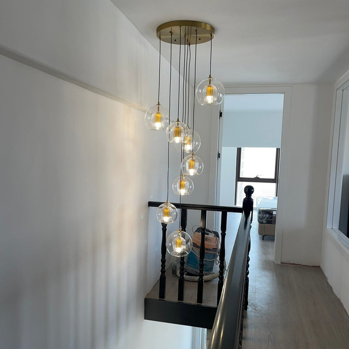 Scandi Brass Glass Chandelier Modern