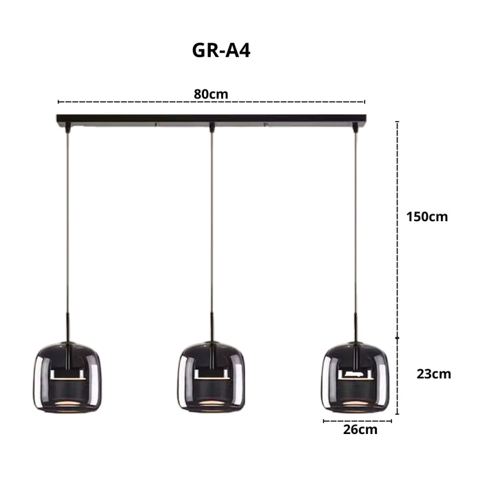 ULIS Black Glass Pendant Light Kitchen