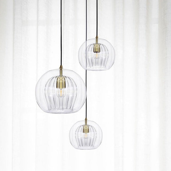 Scandi Brass Glass Chandelier Modern