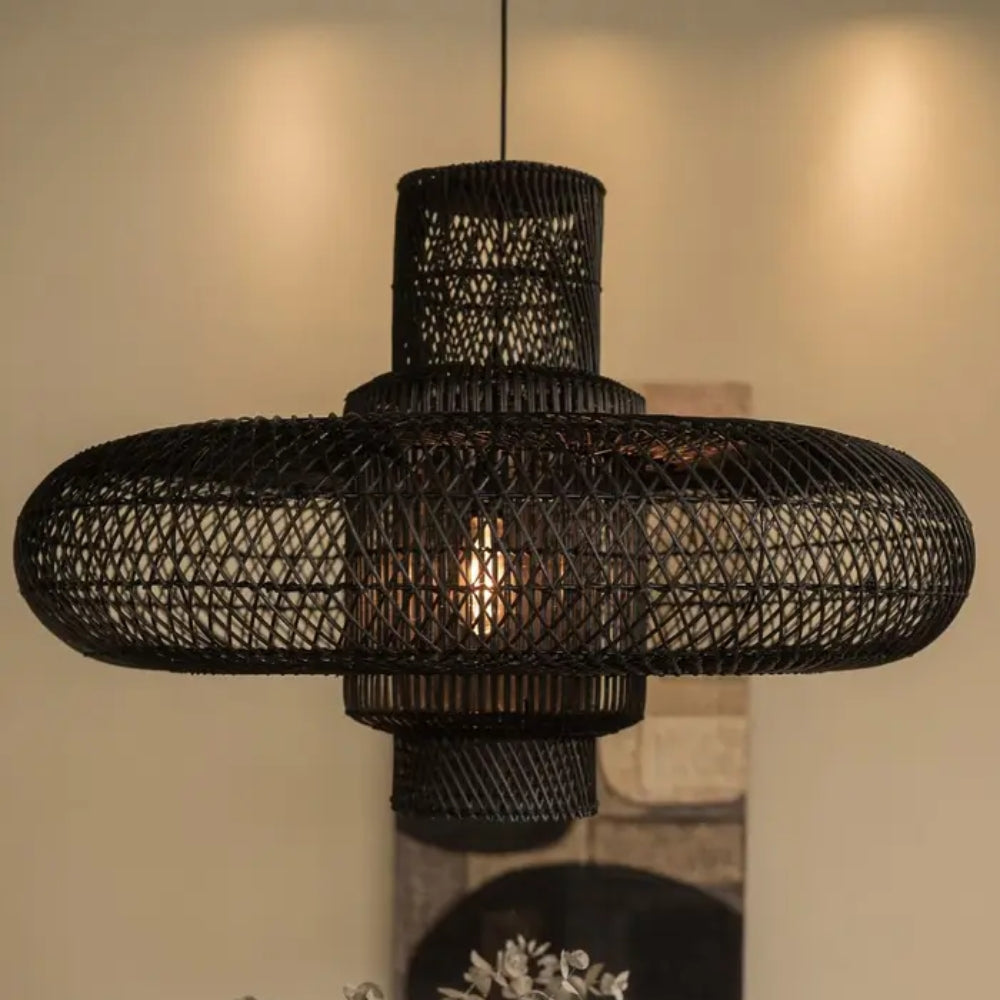 ZINO Nordic Black Rattan Pendant Light