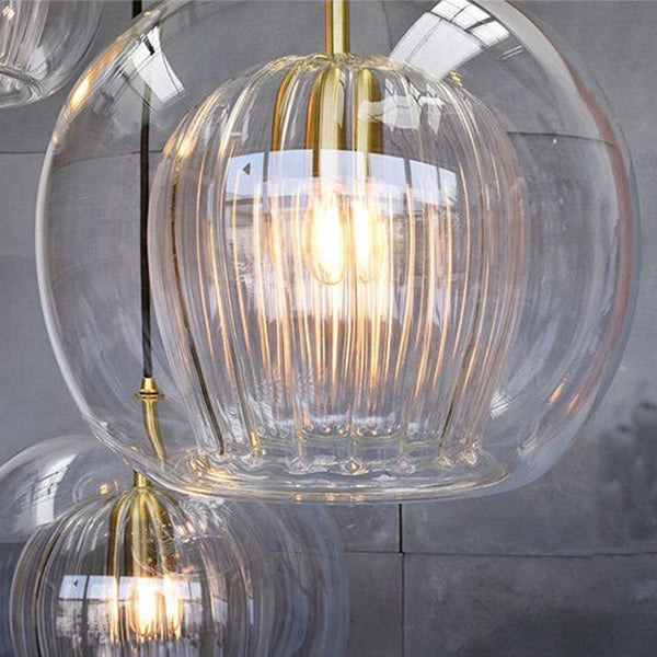 Scandi Brass Glass Chandelier Modern