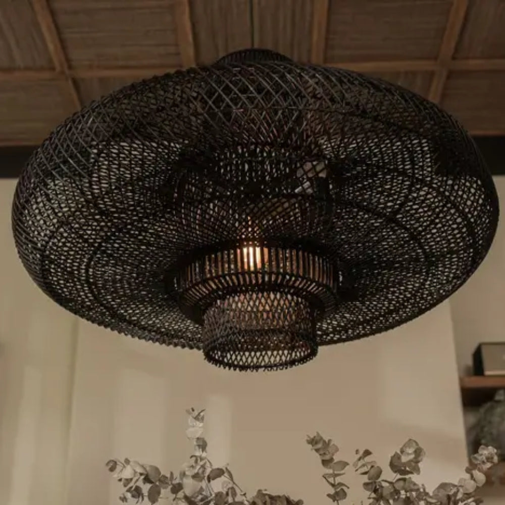 ZINO Nordic Black Rattan Pendant Light