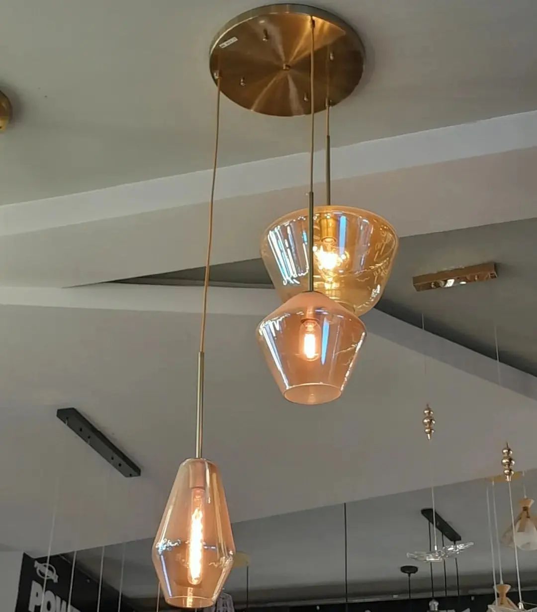 SAMIRA Brass Glass Pendant Light