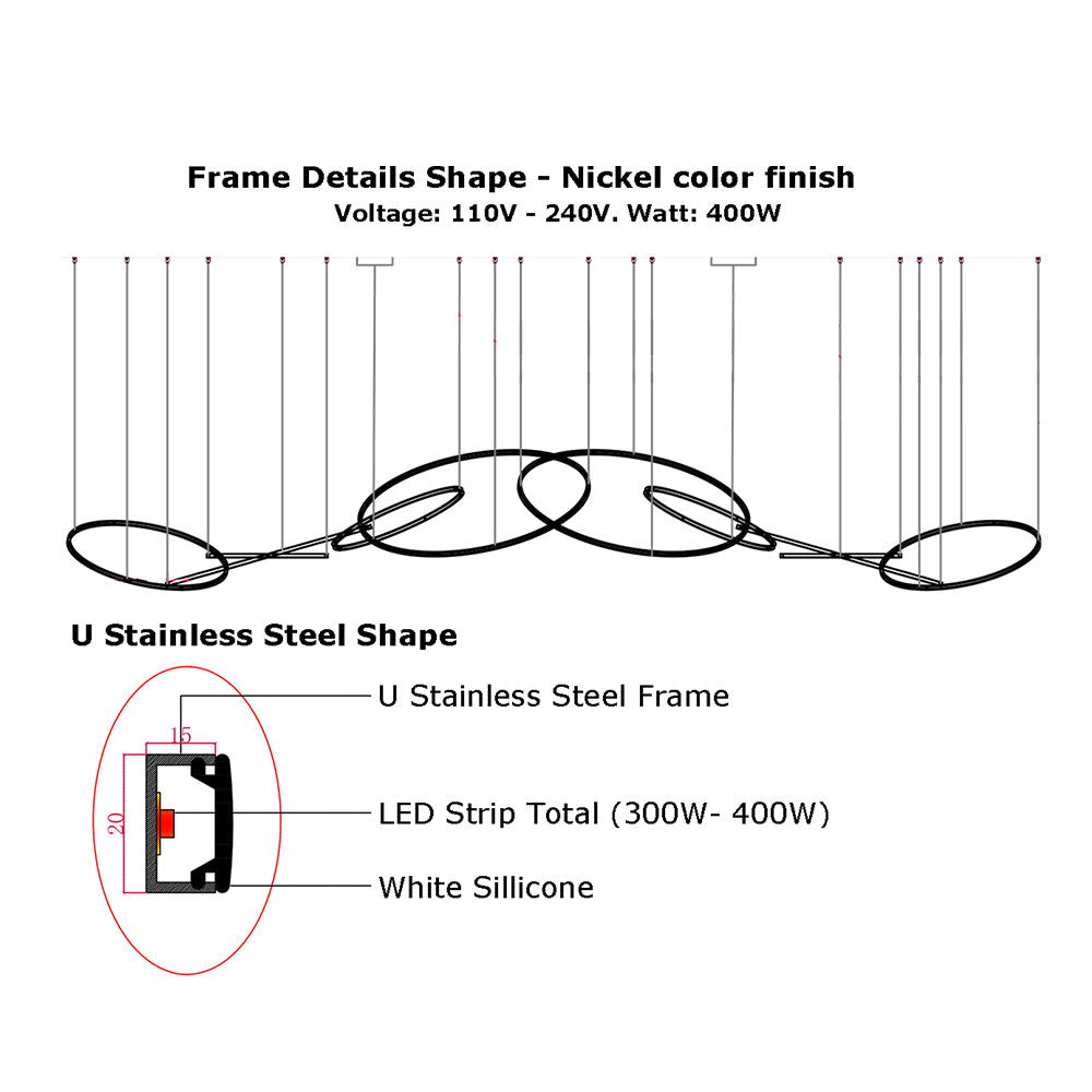 Custom Group Nickel Ring Modern Chandelier