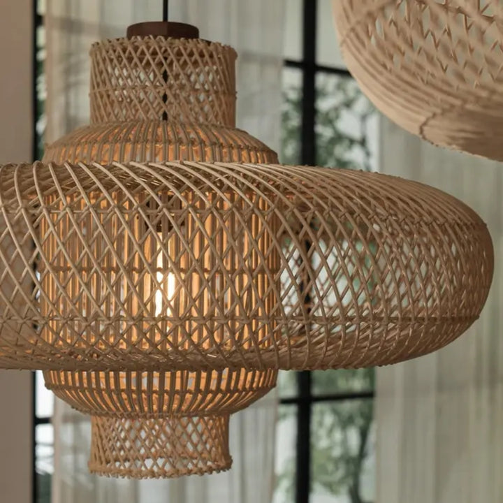 ZINO Nordic Black Rattan Pendant Light