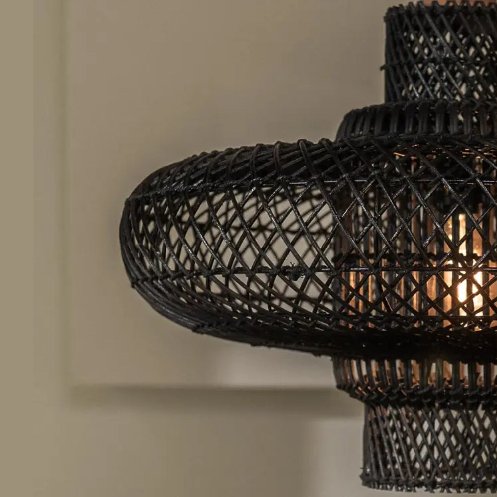 ZINO Nordic Black Rattan Pendant Light