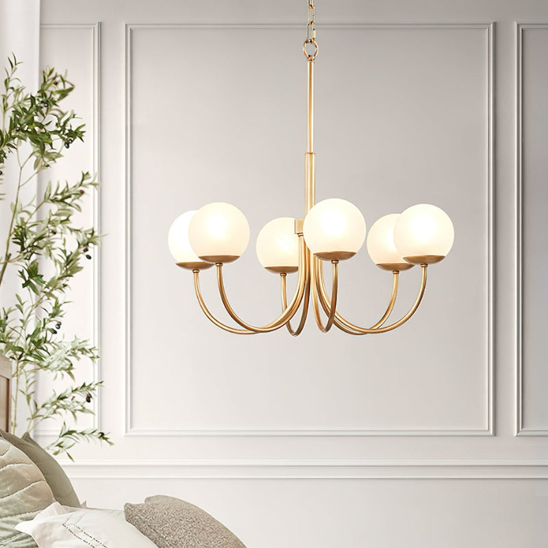 ALINA Frosted Glass Brass Modern Globe Chandelier