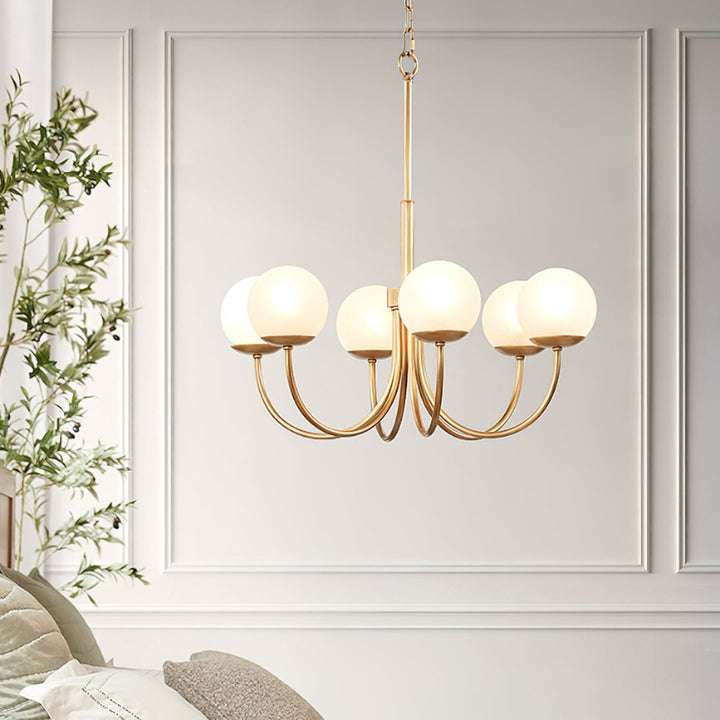 ALINA Frosted Glass Brass Modern Globe Chandelier