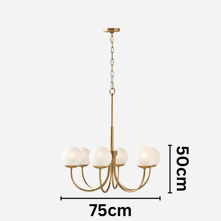 ALINA Frosted Glass Brass Modern Globe Chandelier