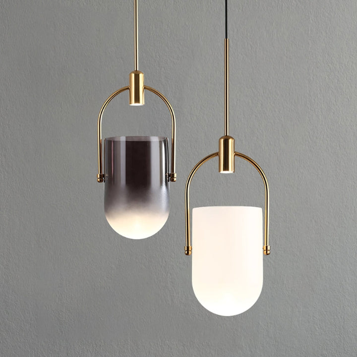 ANIKA Modern Architectural Frosted Glass Gold Pendant Light