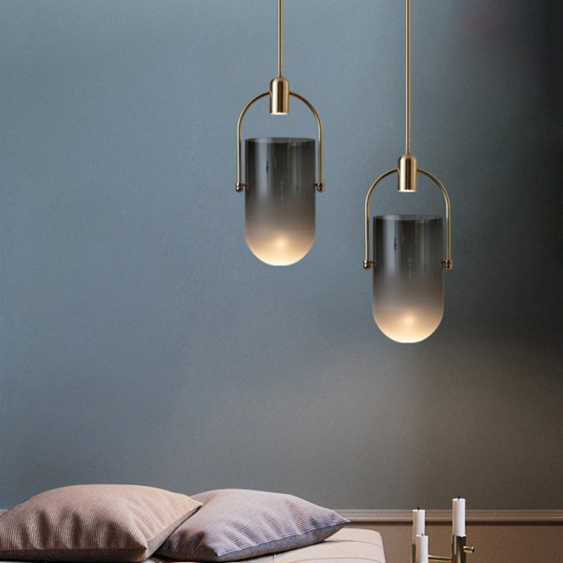 ANIKA Modern Architectural Frosted Glass Gold Pendant Light
