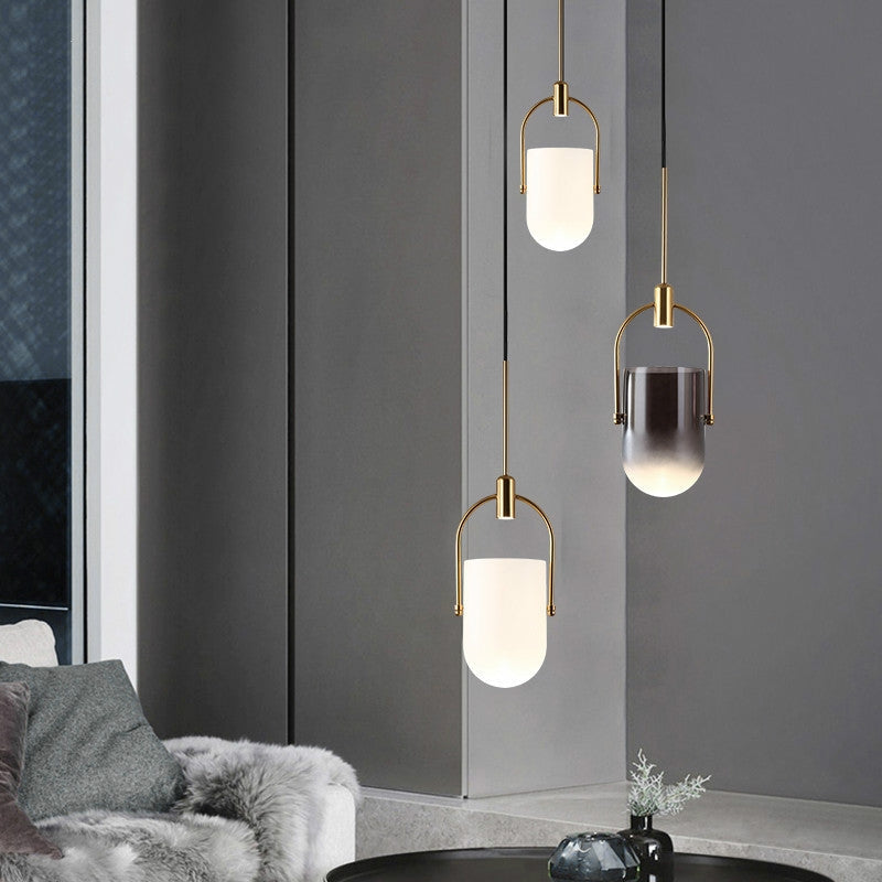 ANIKA Modern Architectural Frosted Glass Gold Pendant Light