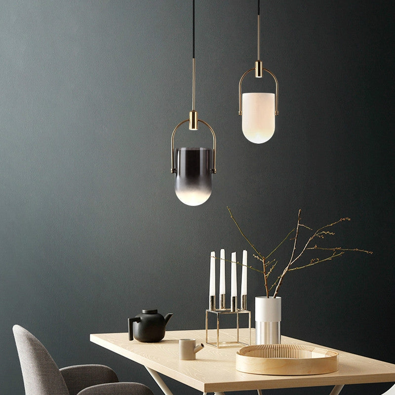 ANIKA Modern Architectural Frosted Glass Gold Pendant Light