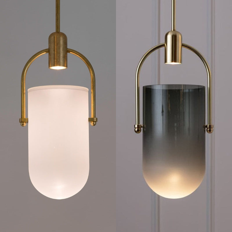 ANIKA Modern Architectural Frosted Glass Gold Pendant Light