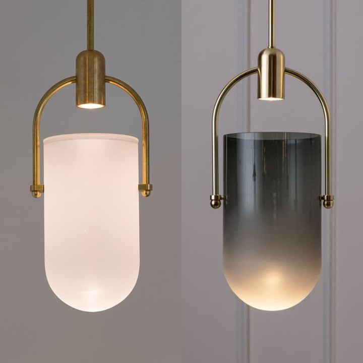 ANIKA Modern Architectural Frosted Glass Gold Pendant Light