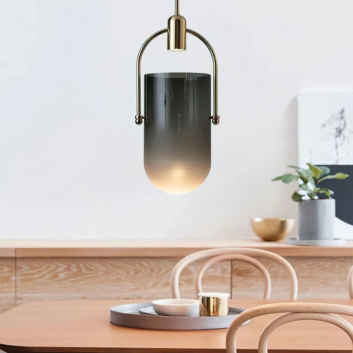 ANIKA Modern Architectural Frosted Glass Gold Pendant Light