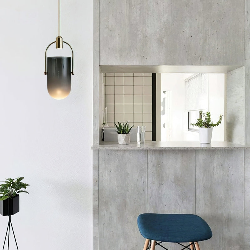 ANIKA Modern Architectural Frosted Glass Gold Pendant Light
