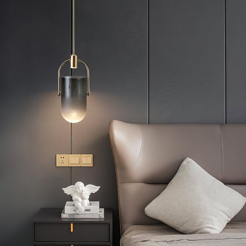 ANIKA Modern Architectural Frosted Glass Gold Pendant Light