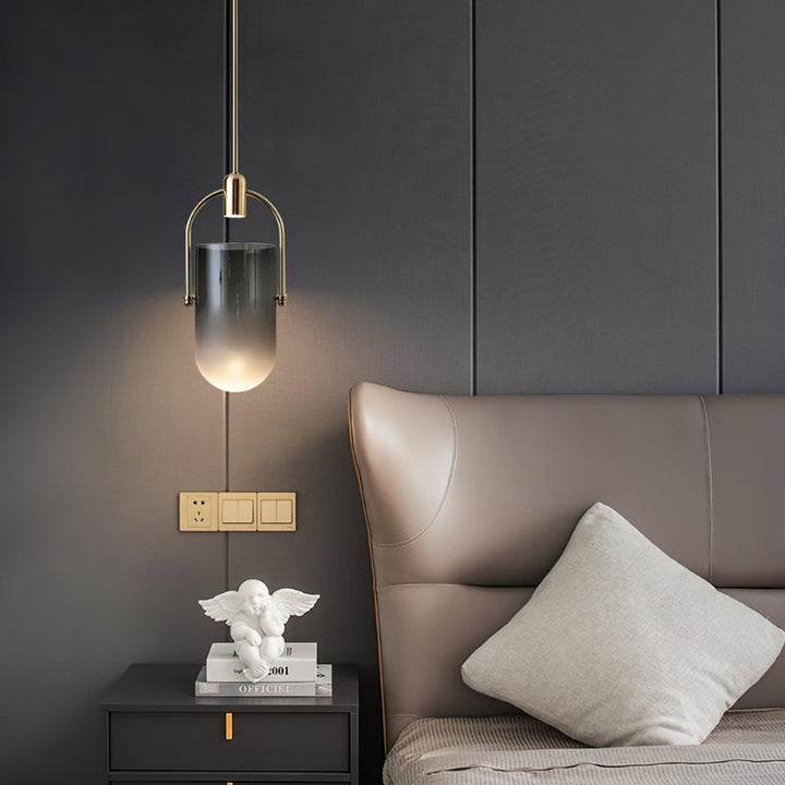 ANIKA Modern Architectural Frosted Glass Gold Pendant Light