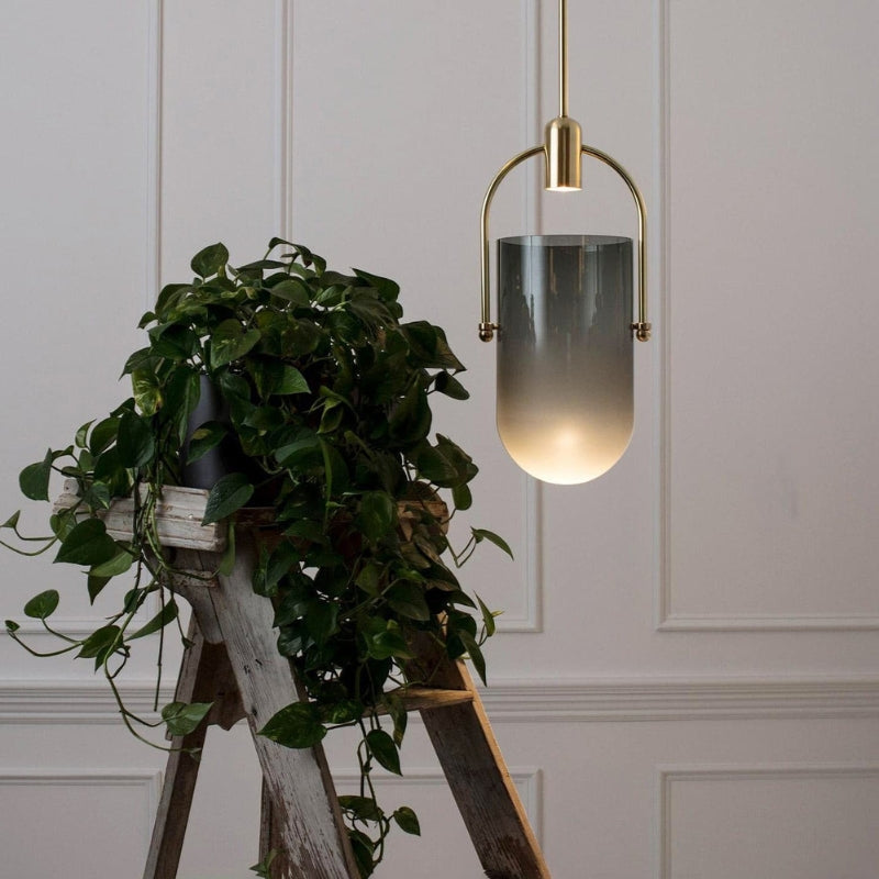 ANIKA Modern Architectural Frosted Glass Gold Pendant Light