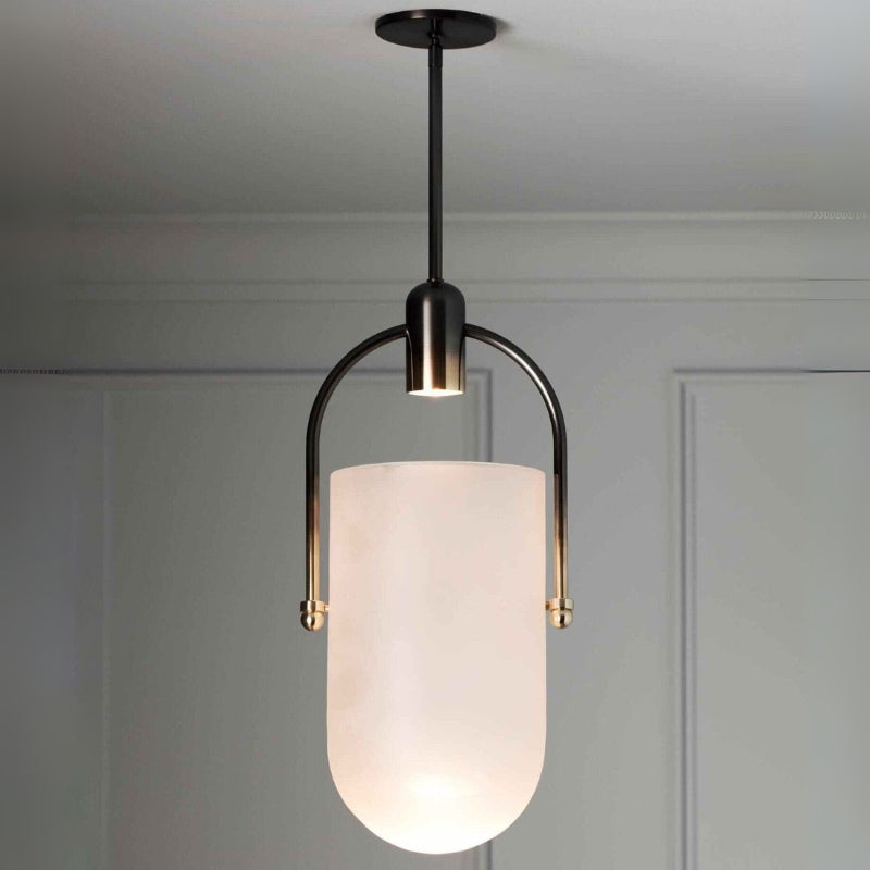 ANIKA Modern Architectural Frosted Glass Gold Pendant Light