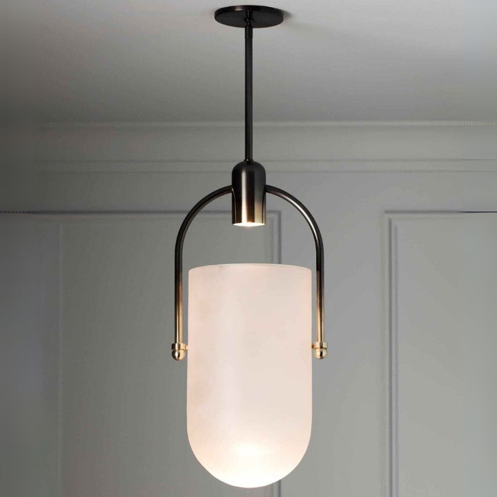 ANIKA Modern Architectural Frosted Glass Gold Pendant Light