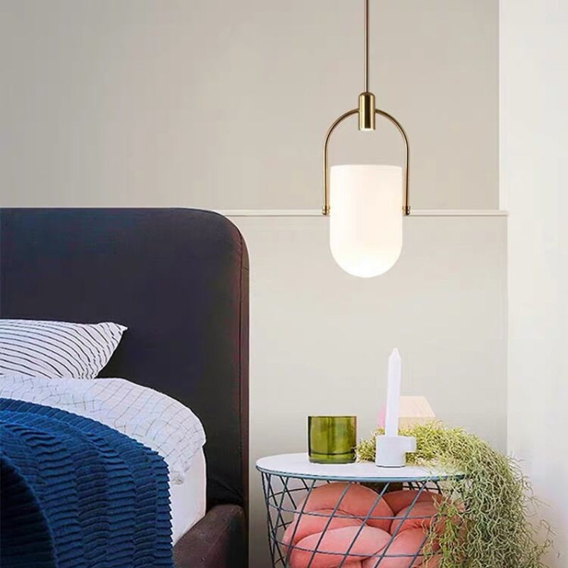 ANIKA Modern Architectural Frosted Glass Gold Pendant Light