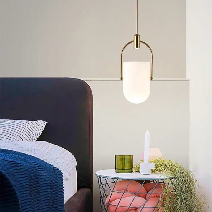ANIKA Modern Architectural Frosted Glass Gold Pendant Light