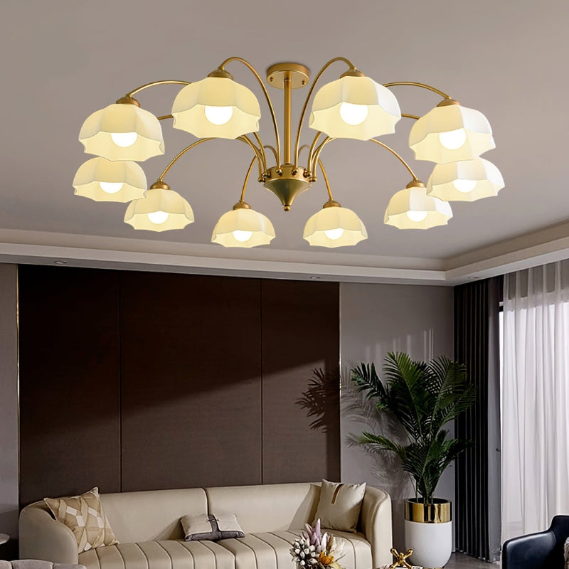 BAYLOR Frosted Glass Bell Modern Soft Ambient Glow Chandelier