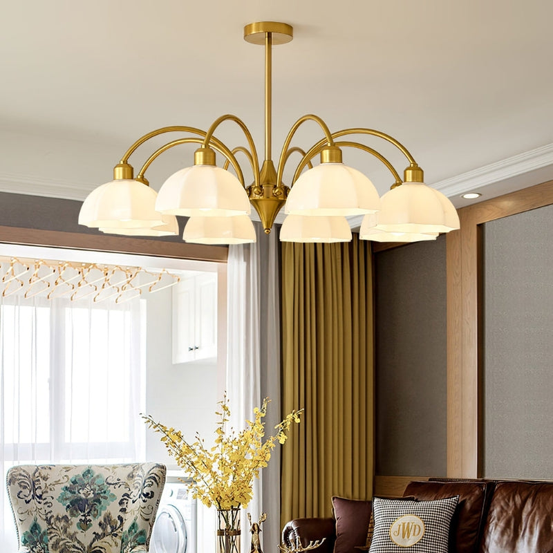 BAYLOR Frosted Glass Bell Modern Soft Ambient Glow Chandelier