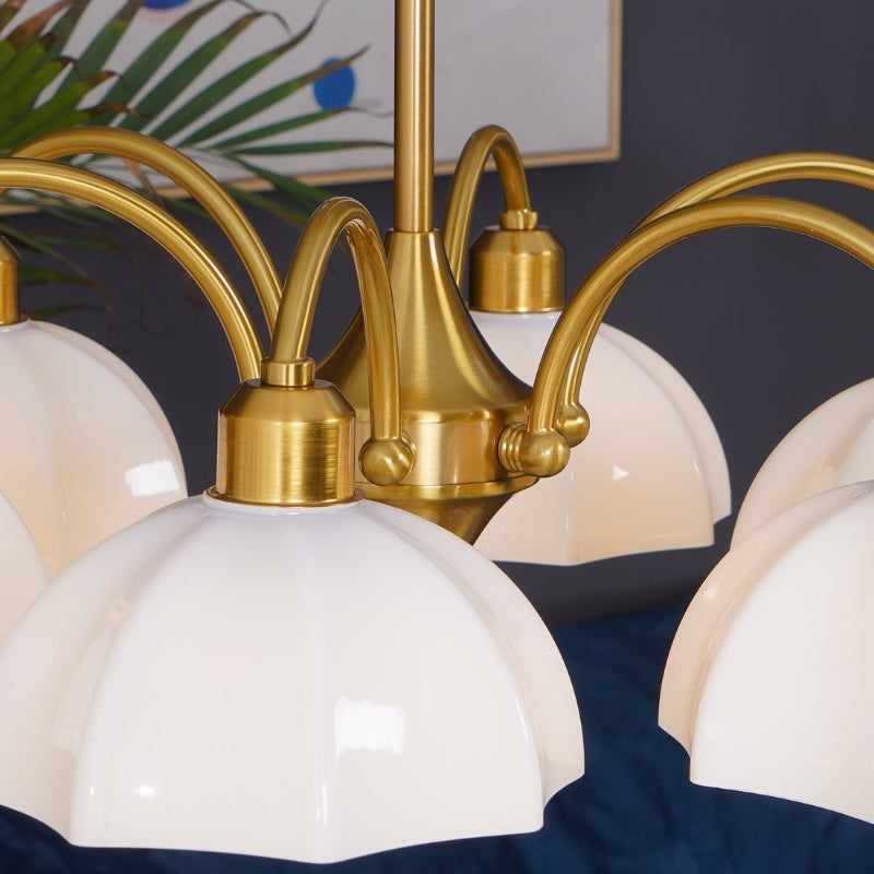 BAYLOR Frosted Glass Bell Modern Soft Ambient Glow Chandelier