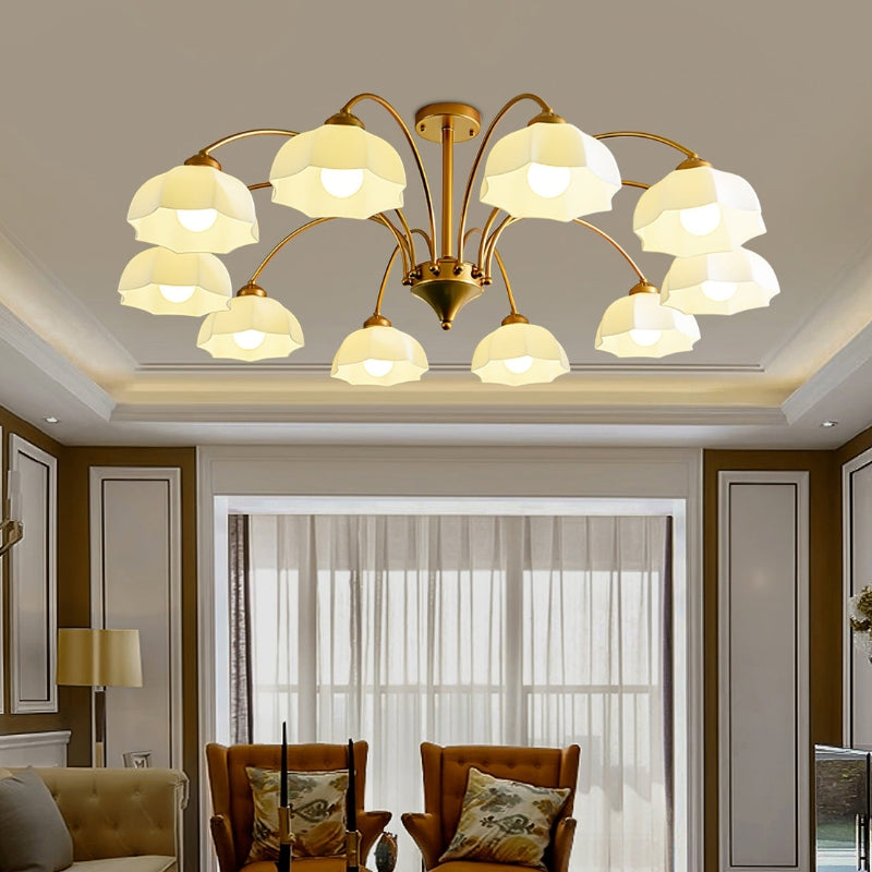 BAYLOR Frosted Glass Bell Modern Soft Ambient Glow Chandelier