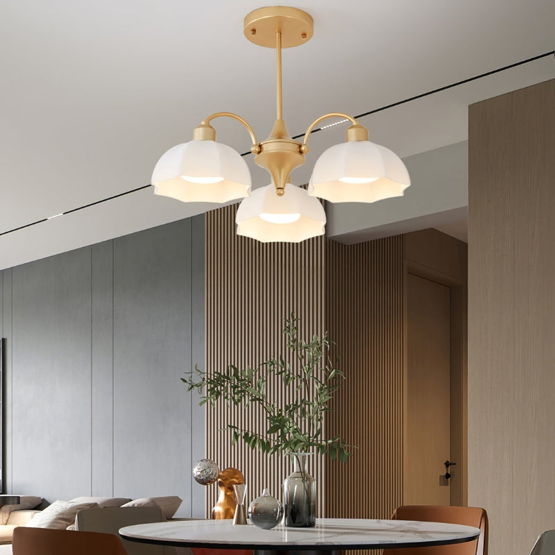 BAYLOR Frosted Glass Bell Modern Soft Ambient Glow Chandelier