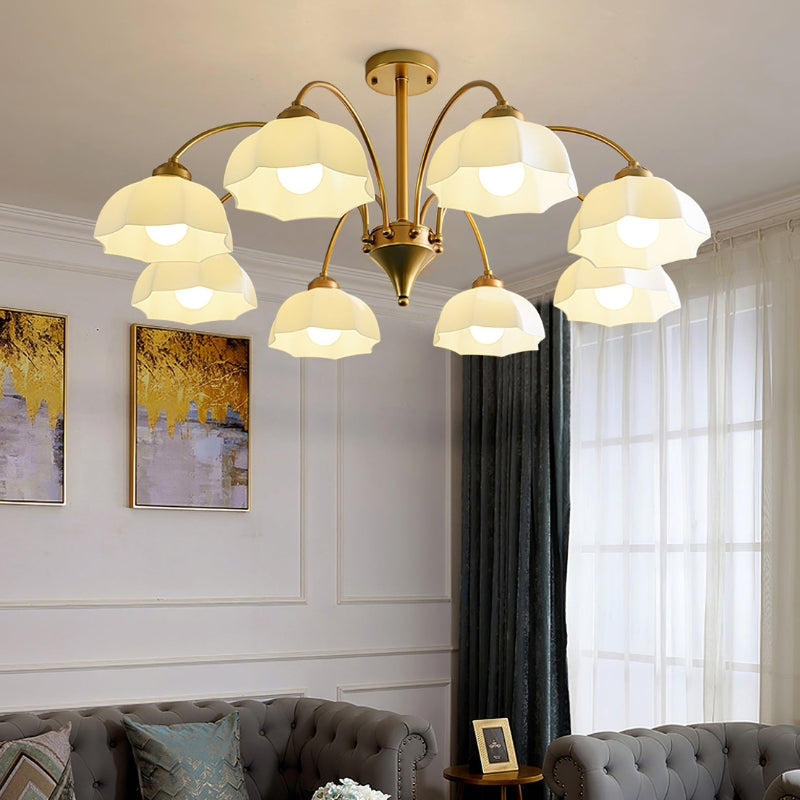 BAYLOR Frosted Glass Bell Modern Soft Ambient Glow Chandelier