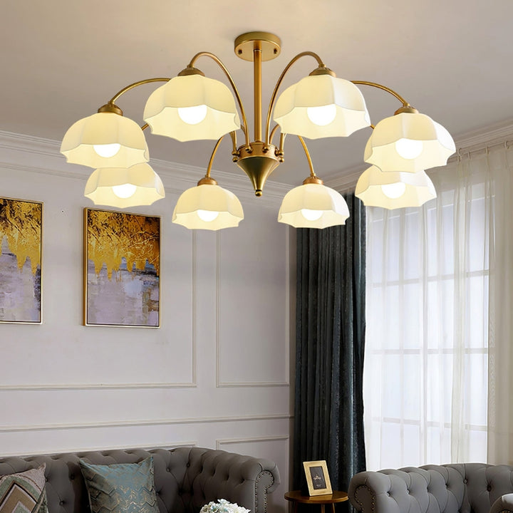 BAYLOR Frosted Glass Bell Modern Soft Ambient Glow Chandelier