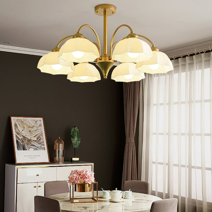 BAYLOR Frosted Glass Bell Modern Soft Ambient Glow Chandelier
