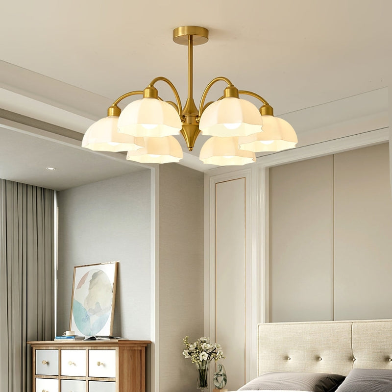 BAYLOR Frosted Glass Bell Modern Soft Ambient Glow Chandelier