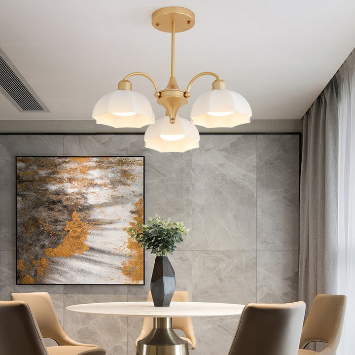 BAYLOR Frosted Glass Bell Modern Soft Ambient Glow Chandelier