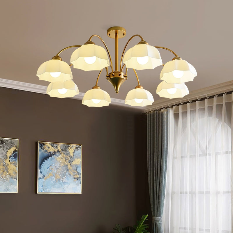 BAYLOR Frosted Glass Bell Modern Soft Ambient Glow Chandelier