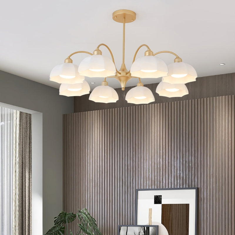 BAYLOR Frosted Glass Bell Modern Soft Ambient Glow Chandelier