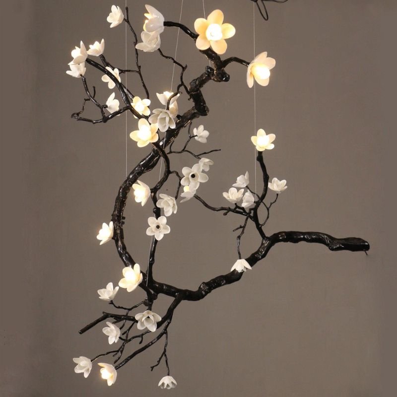 BLOMST Nature Inspired Ceramic Flower Branch Dining and Living Room Chandelier