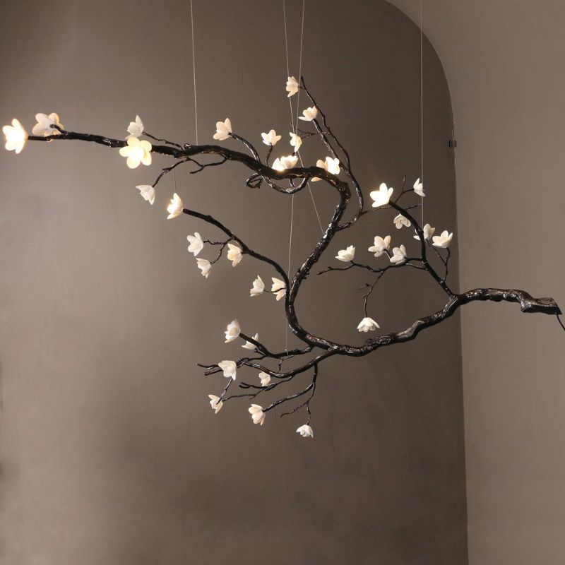 BLOMST Nature Inspired Ceramic Flower Branch Dining and Living Room Chandelier