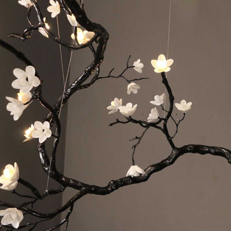 BLOMST Nature Inspired Ceramic Flower Branch Dining and Living Room Chandelier