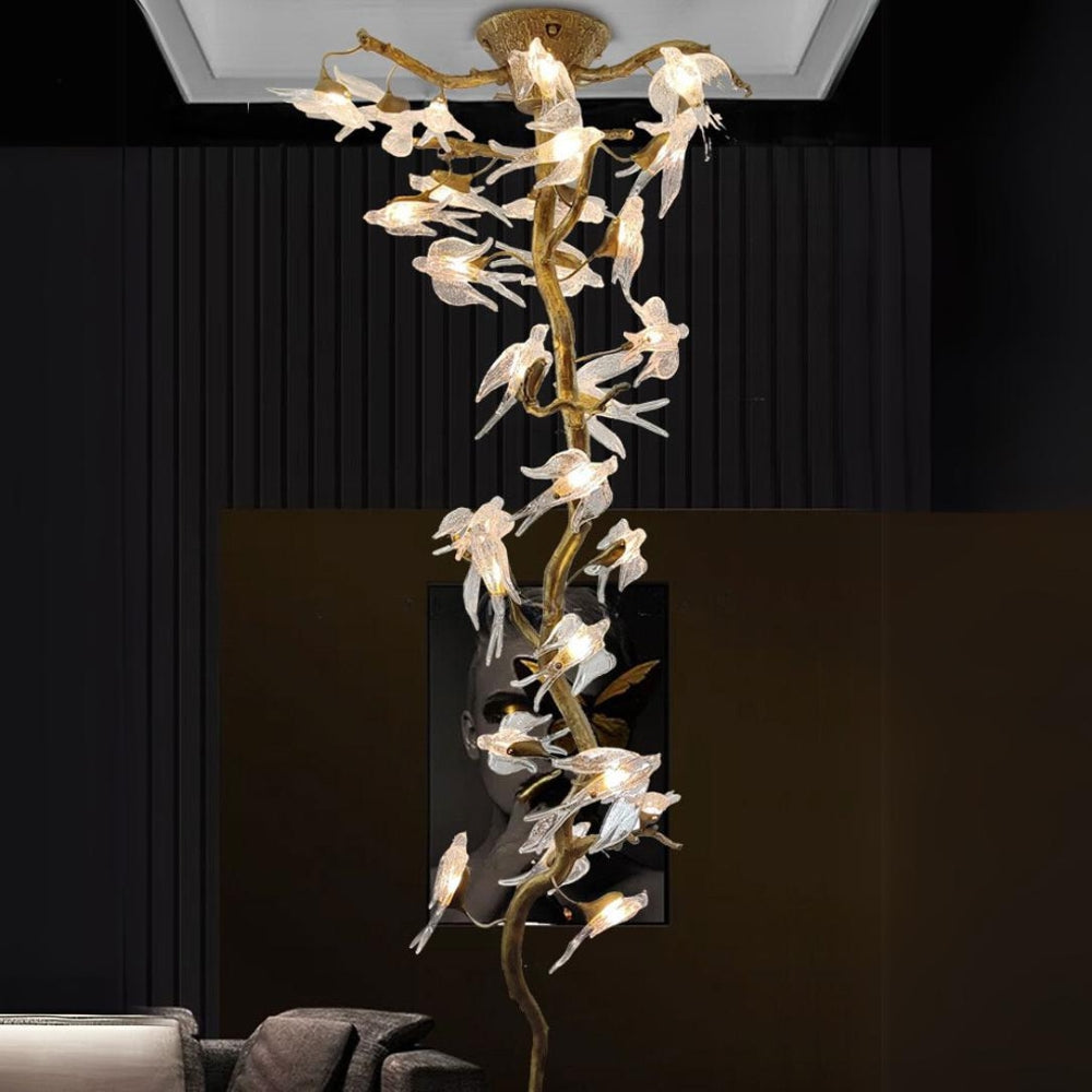 Bird Flock Crystal Branch Chandelier