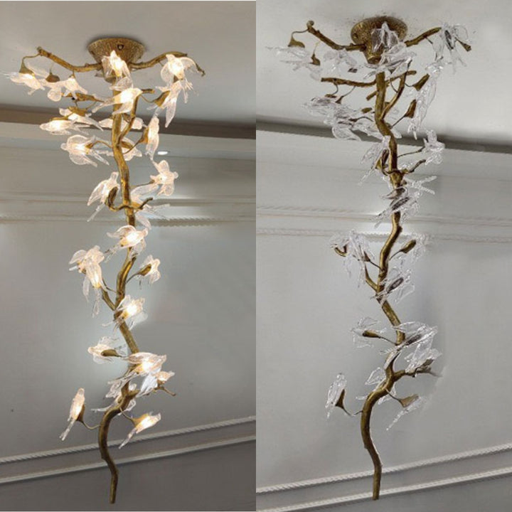 Bird Flock Crystal Branch Chandelier