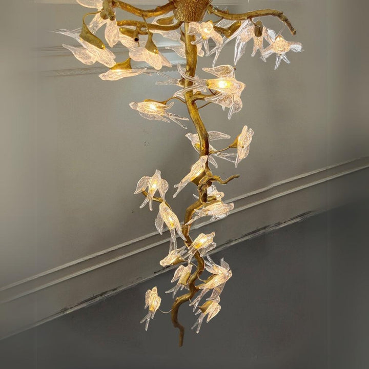 Bird Flock Crystal Branch Chandelier