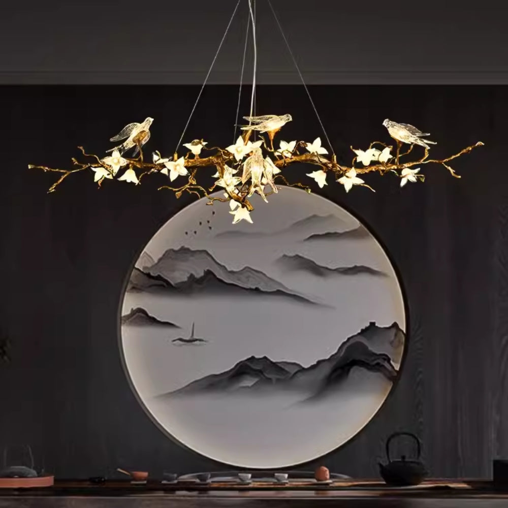 BIRD Crystal Light Tree Branch Chandelier