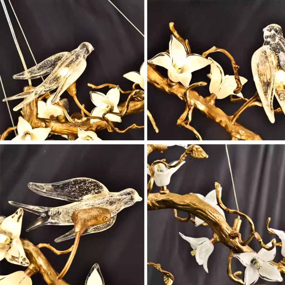 BIRD Crystal Light Tree Branch Chandelier