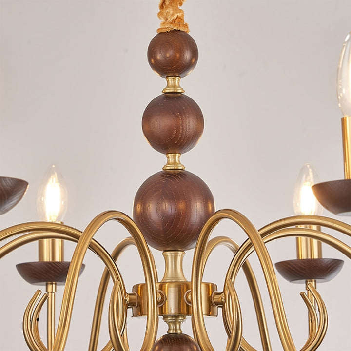 CASS Wood Classic Vintage Candle Lights Chandelier