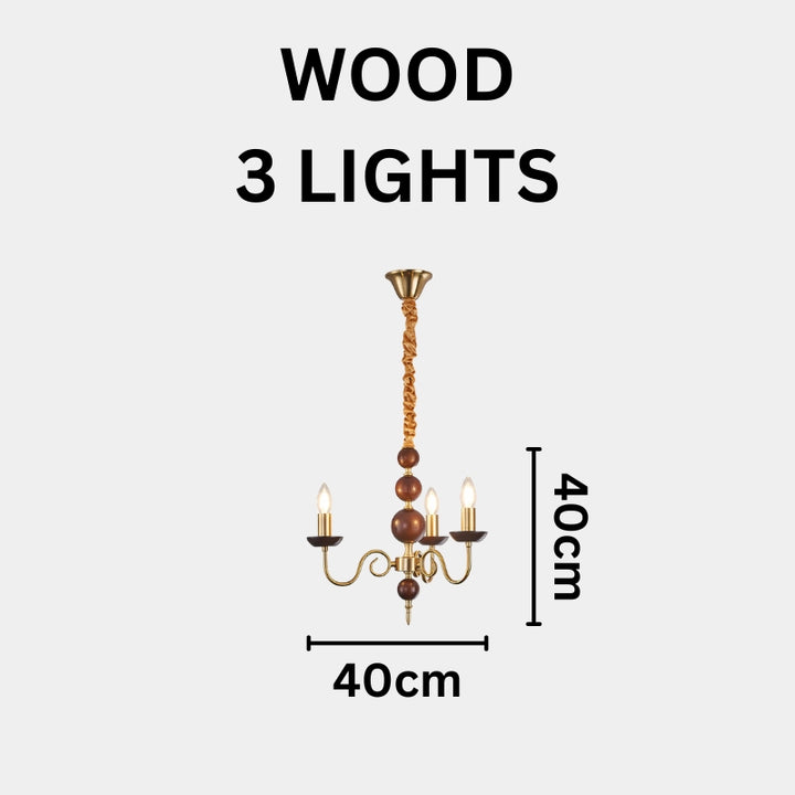 CASS Wood Classic Vintage Candle Lights Chandelier